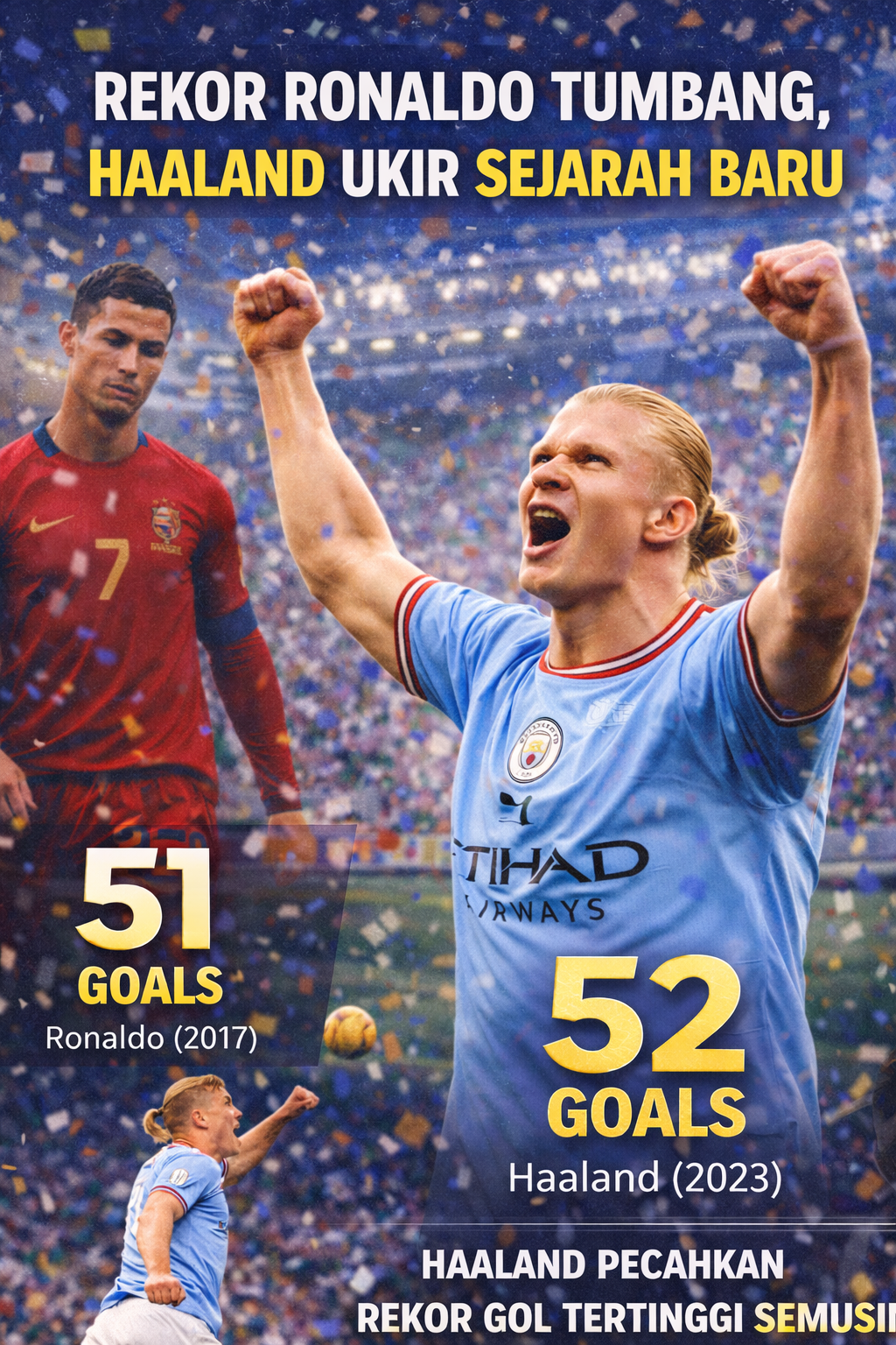 Rekor Ronaldo Tumbang, Haaland Ukir Sejarah