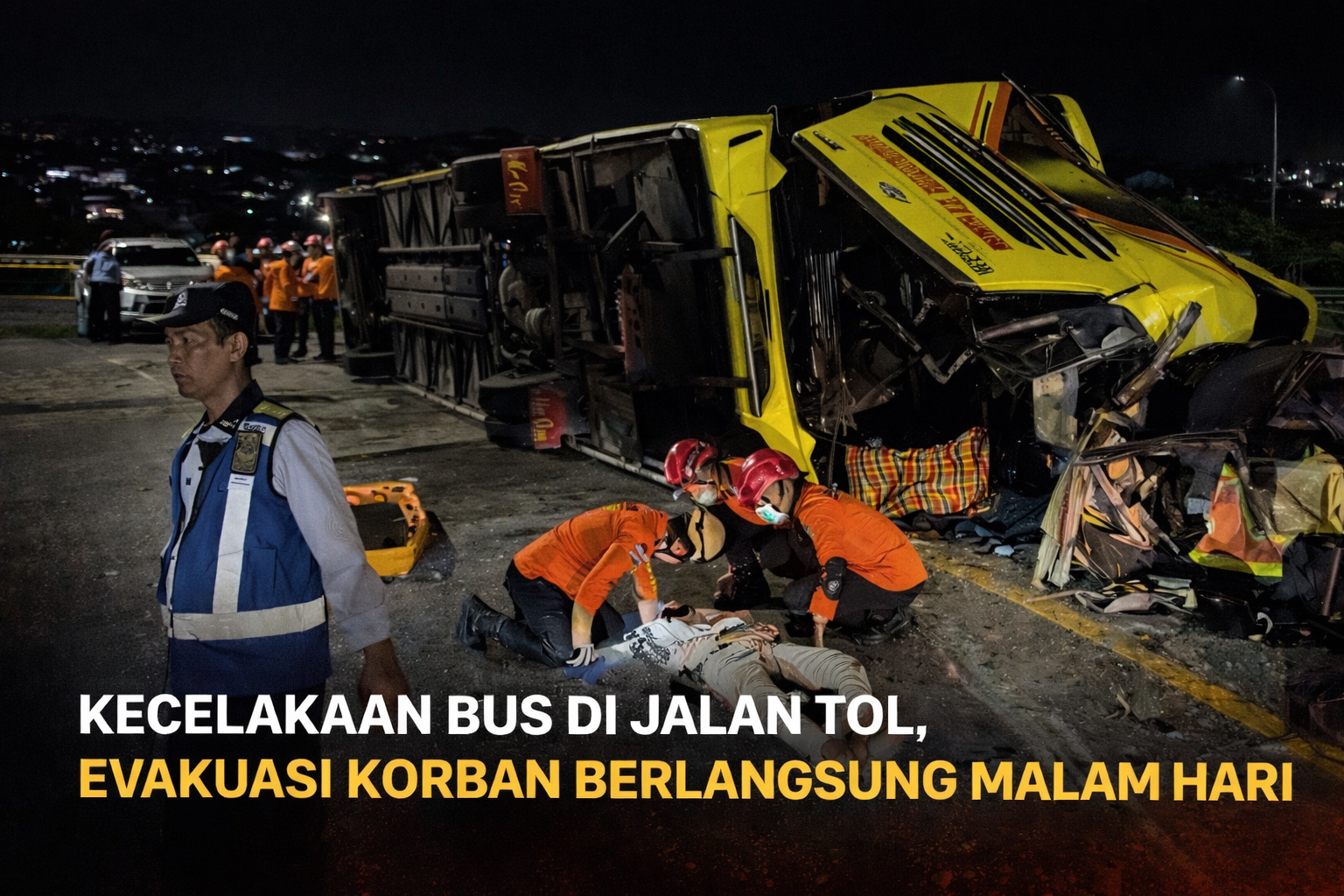 kecelakaan bus di jalan tol
