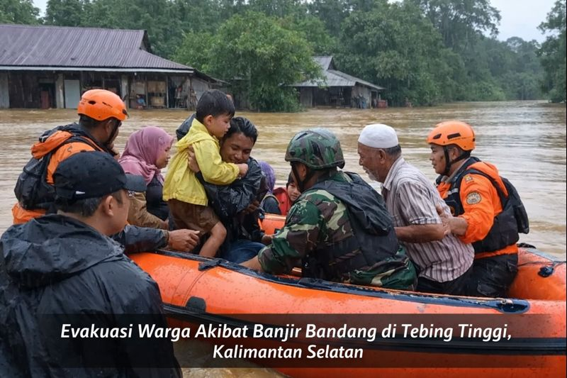 Evakuasi warga akibat banjir bandang Tebing Tinggi, Kalimantan Selatan
