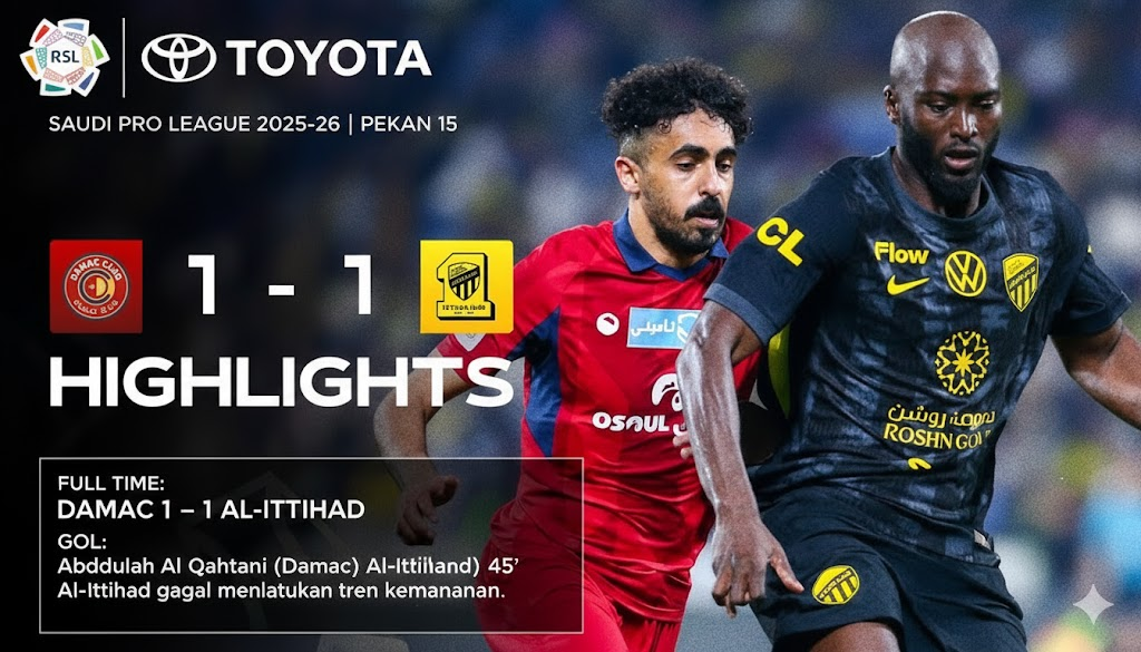 Damac vs Al-Ittihad 1-1 Saudi Pro League